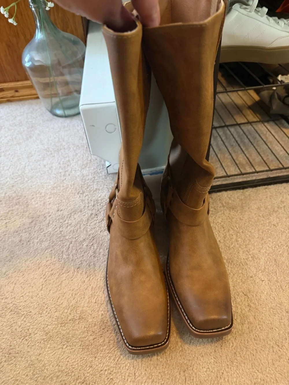 Frye Brown Harness Style Mid-Calf Western Boots - Picture 2 of 4